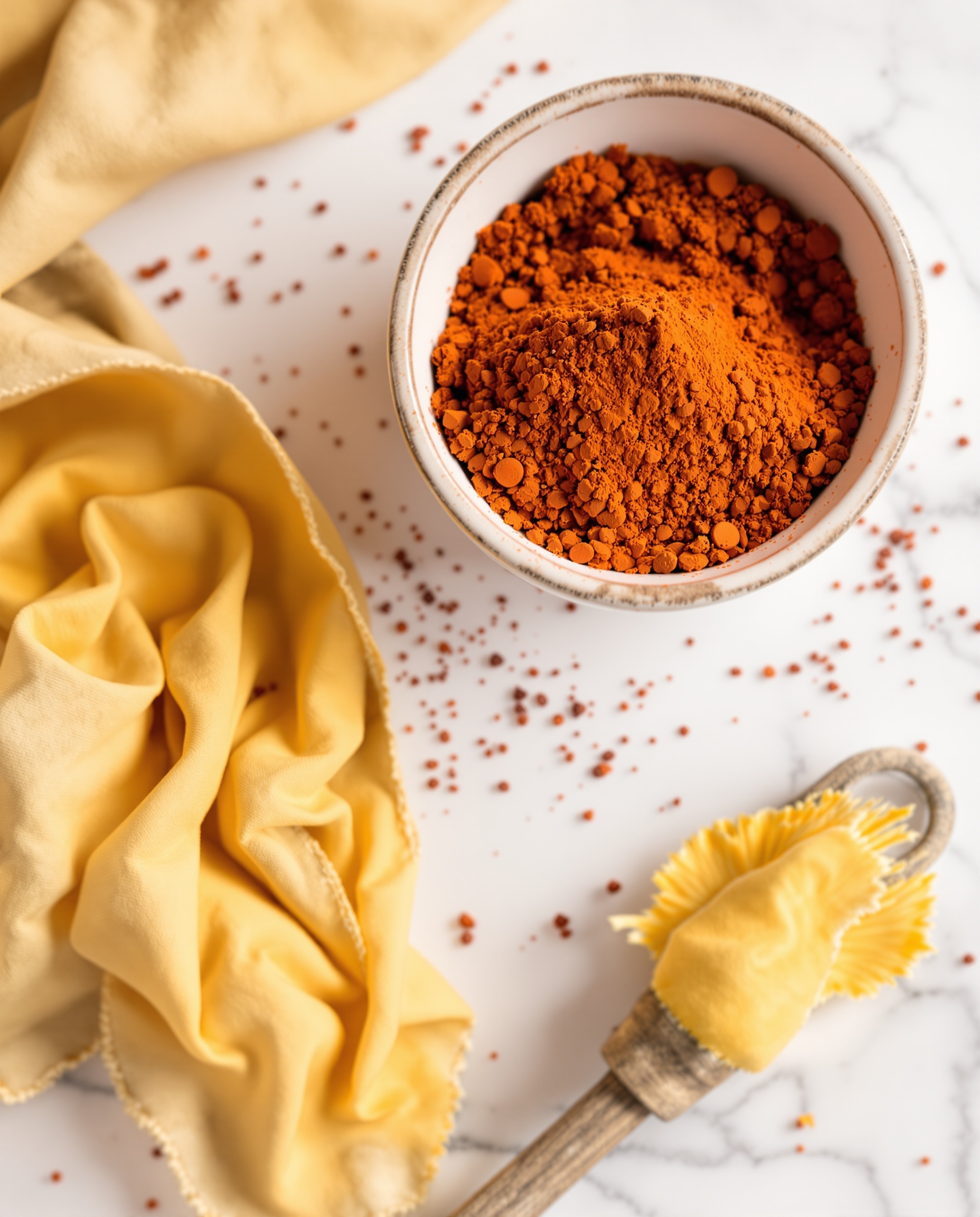 Pimentón ahumado rojo intenso de la Vera en cuenco cerámico sobre mármol